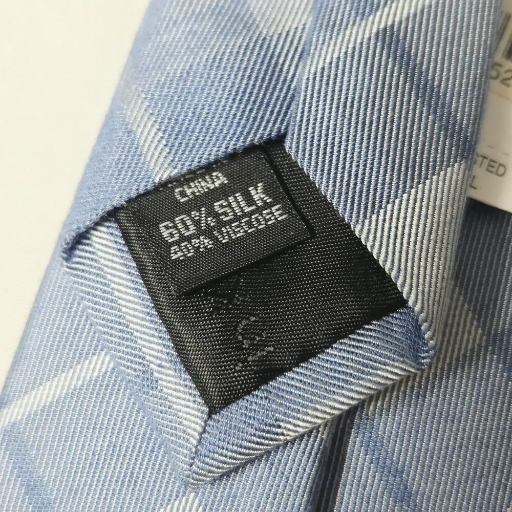 Calvin Klein Tie Mens One Size Blue Silk Viscose Plaid Check Classic Business